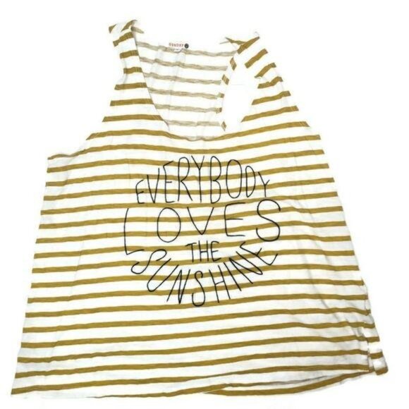 Sundry Striped Tank Top Size 3 Yellow & White "Everybody Loves The Sunshine" - Picture 3 of 4